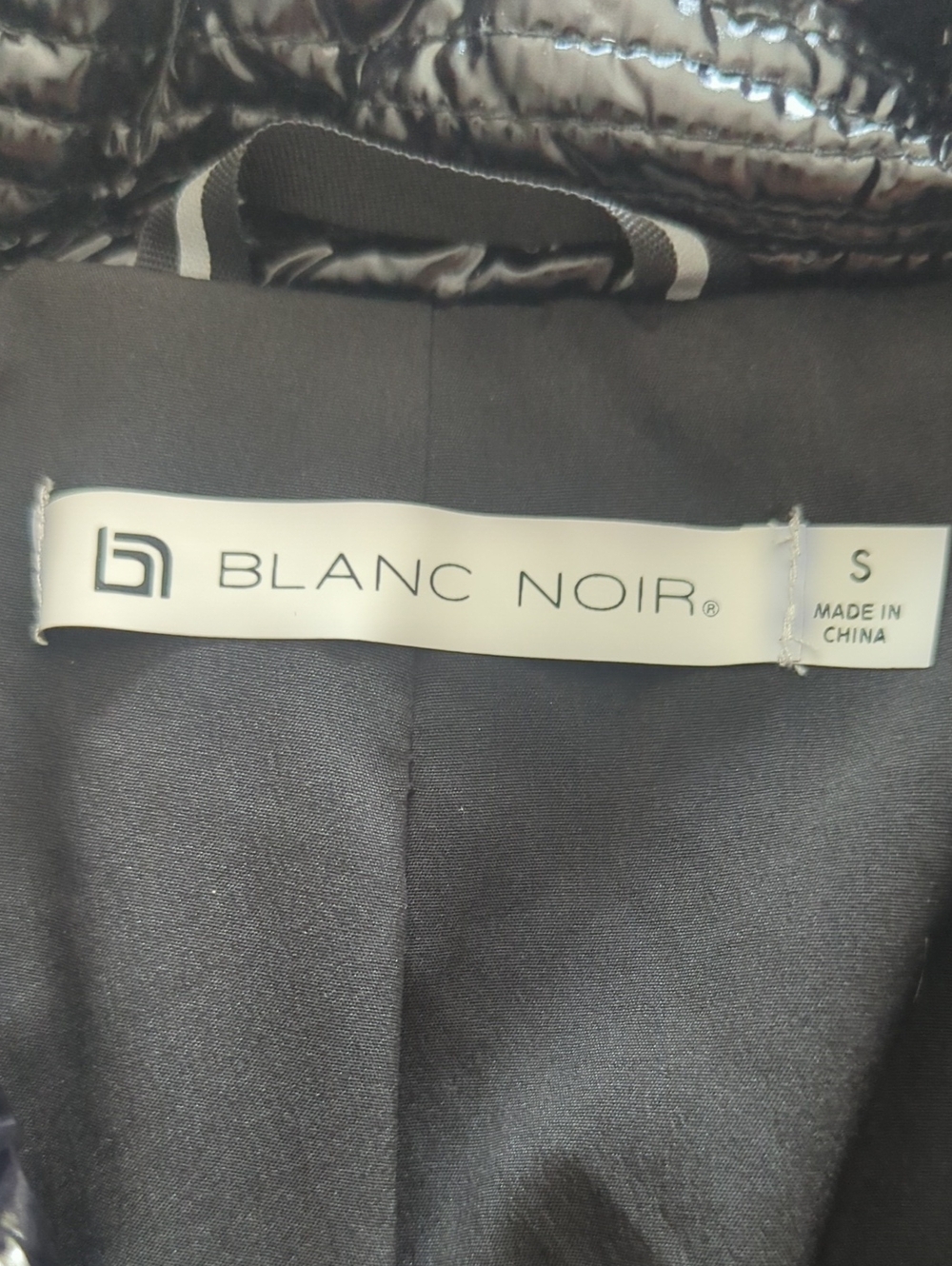 blanc noir Black Quilted Coat with Interior Pocket